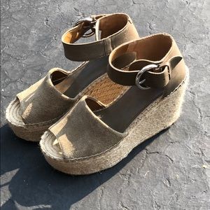 Marc Fisher suede & leather Wedge Sandal.